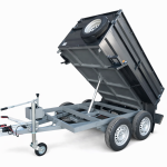 Remolque basculante hidráulico de 2 ejes con soporte lateral – Ruedas en el exterior